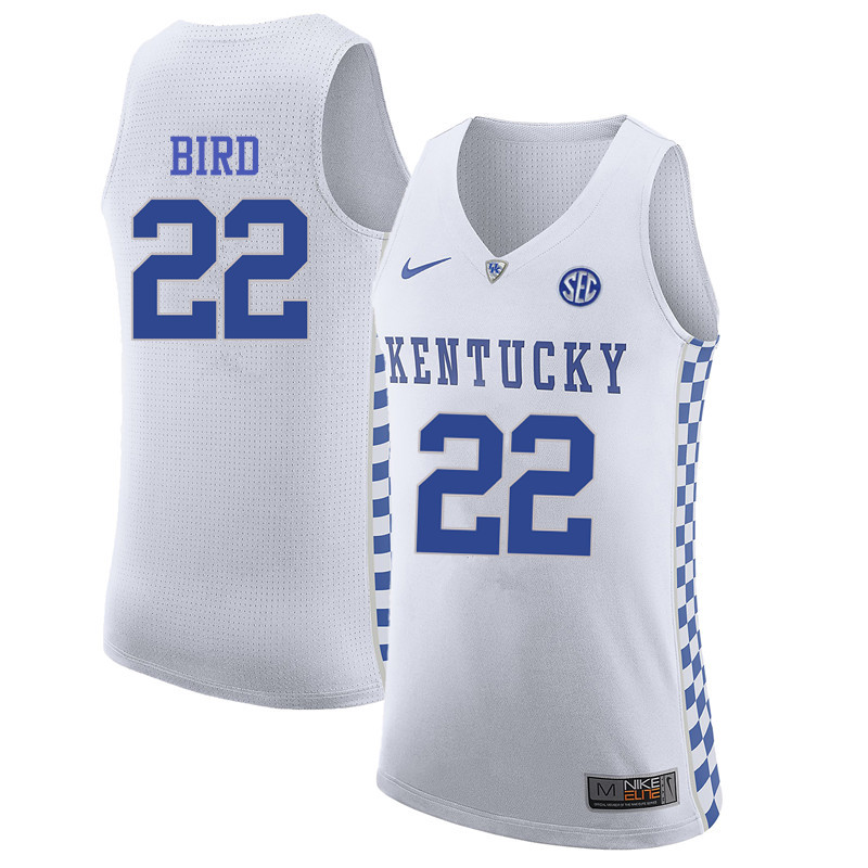 Men Kentucky Wildcats #22 Jerry Bird College Basketball Jerseys-White - Click Image to Close